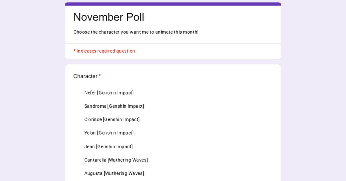 November Poll - 2nd Video of the month